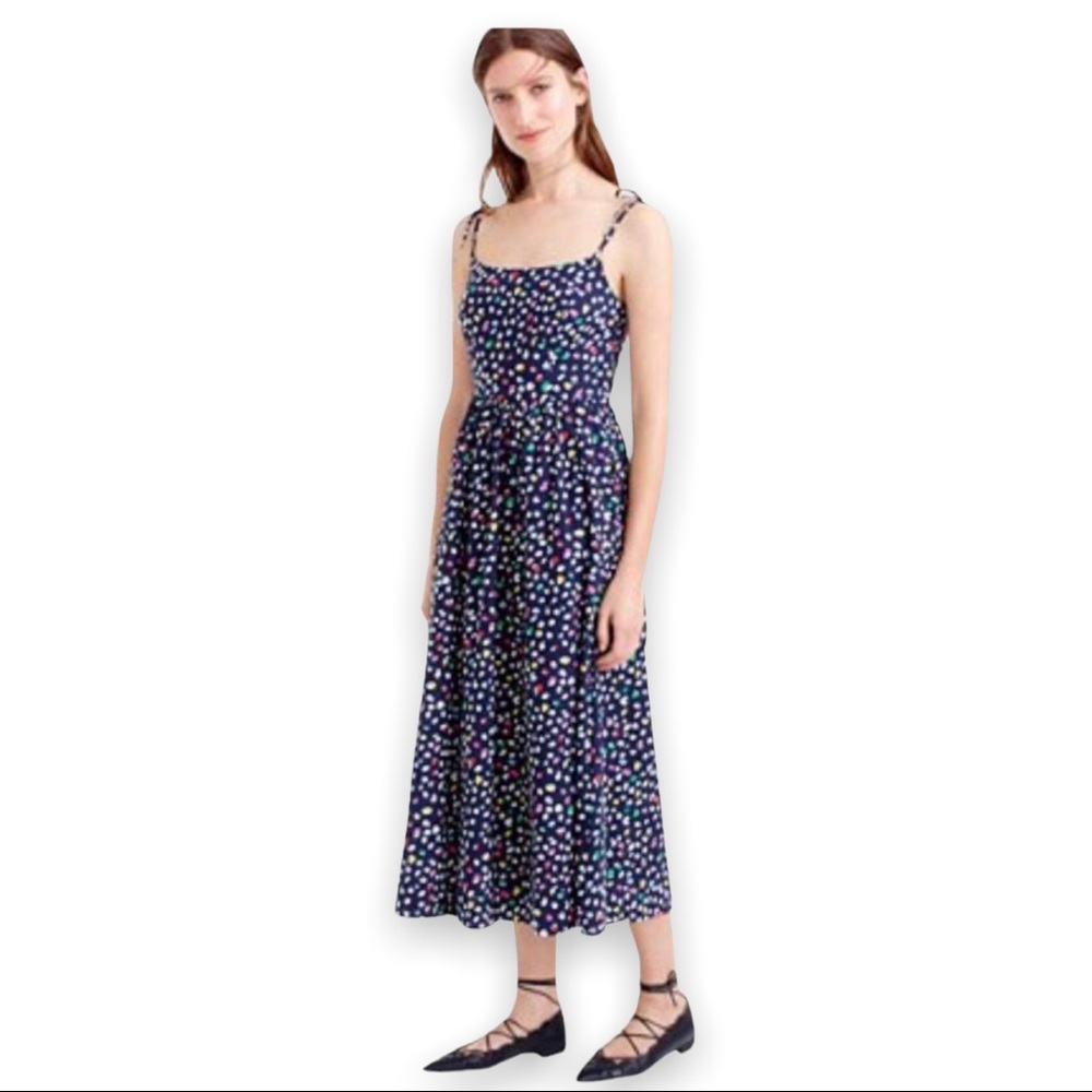 J. CREW Ratti Happy Cat Blue Cotton Midi Dress, Size 4